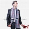 Chal de bufanda de cuello de rayas cruzadas de invierno cálido de lana orgánica china para hombres